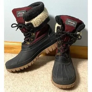 Cougar Shoes Storm By Cougar Creek Faux Fur Red Black Blue Rubber Winter Snow Boots 8m Poshmark